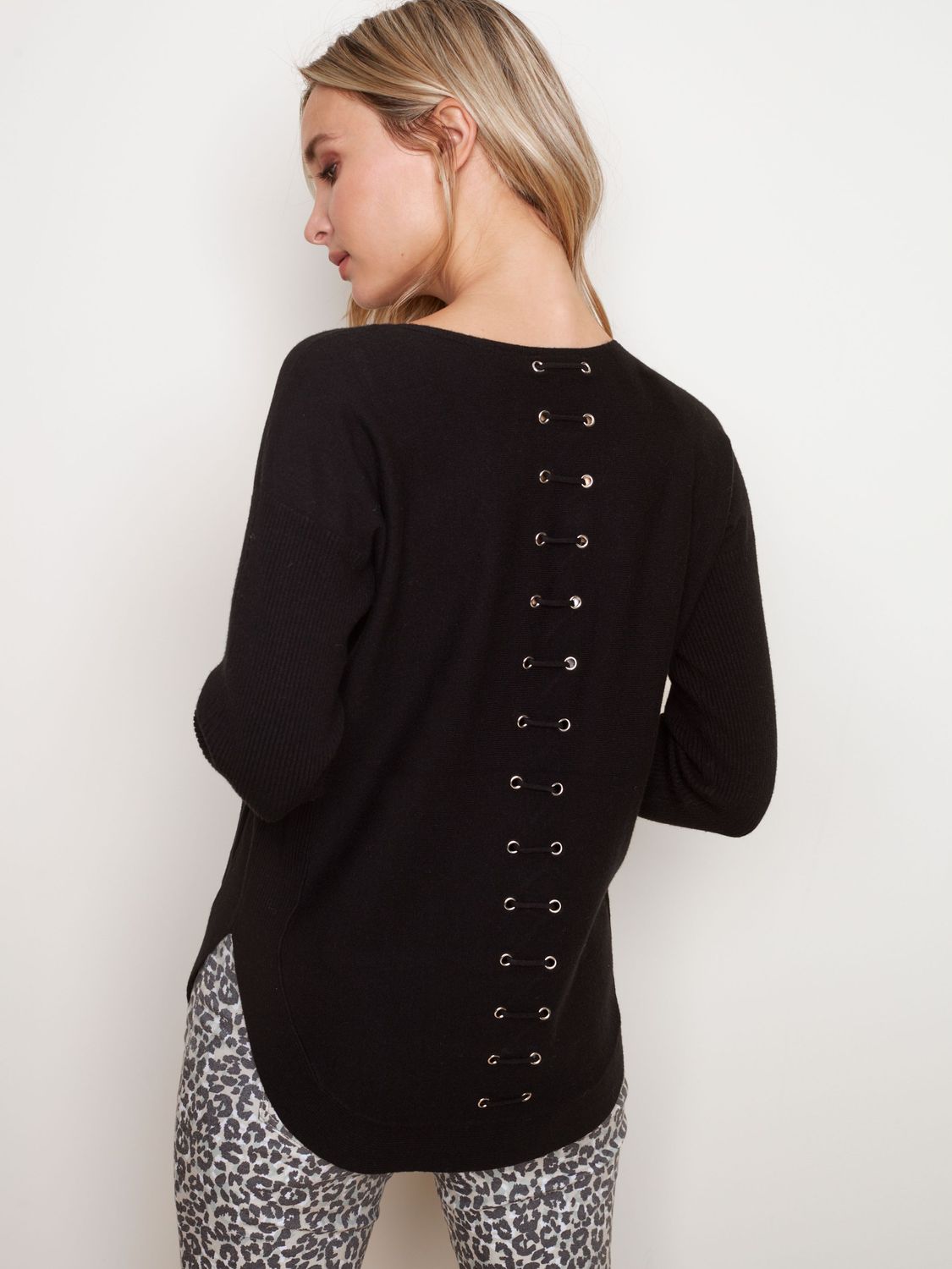 Sweater With Back Eyelet Detail 2170