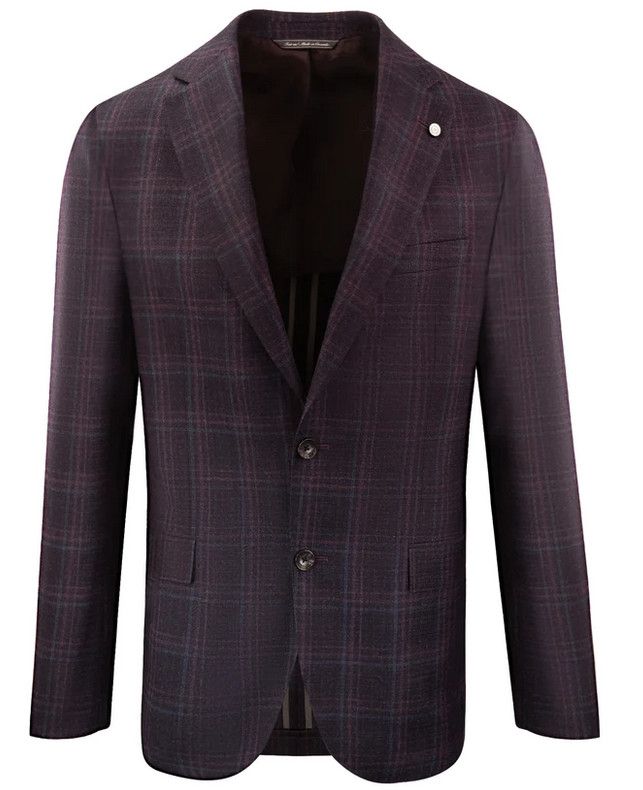 Berry Plaid Midland Wool Blazer 