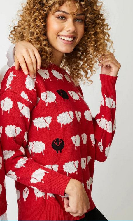 EWELIA &amp; THE GANG SWEATER - SHEEP PRINT COTTON SWEATER 80089