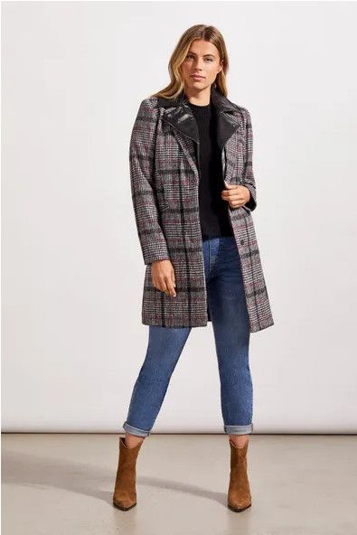 Plaid Coat With Biker Jacket Fooler7220O