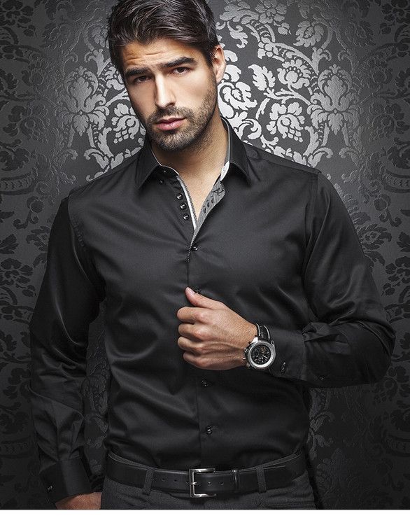 Modern-Classic Luxury Black Dress Shirt Ferre