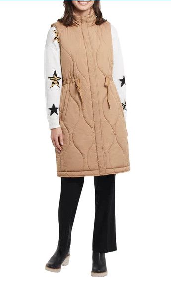 Long Puffer Vest Removable Hood 1123O