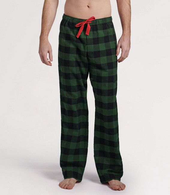 Forest Green Plaid Men's Flannel Pajama Pants