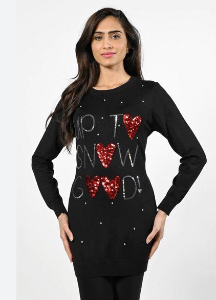 Black &amp; Red Knit Top 224511