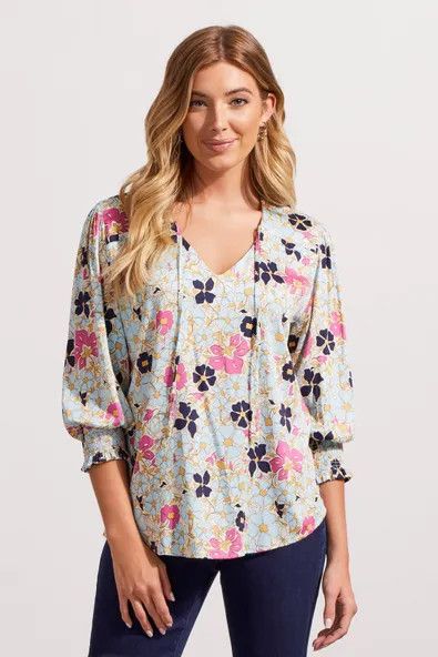Printed Puff Sleeve Blouse 7748O
