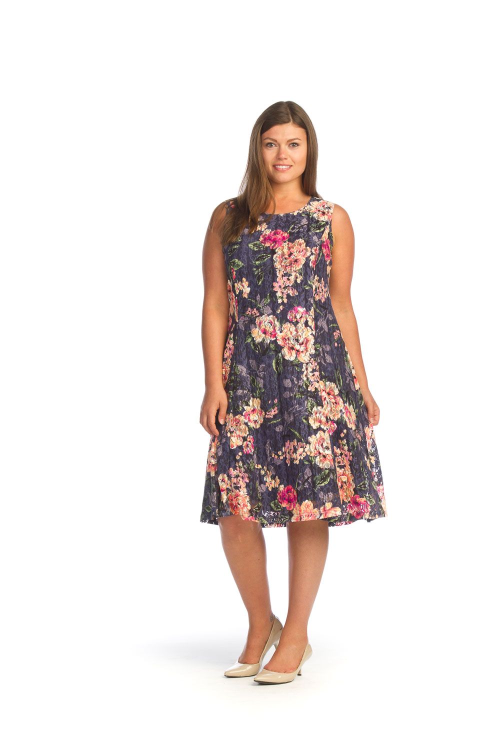 Floral Stretch Lace Panelled Dress PD14525