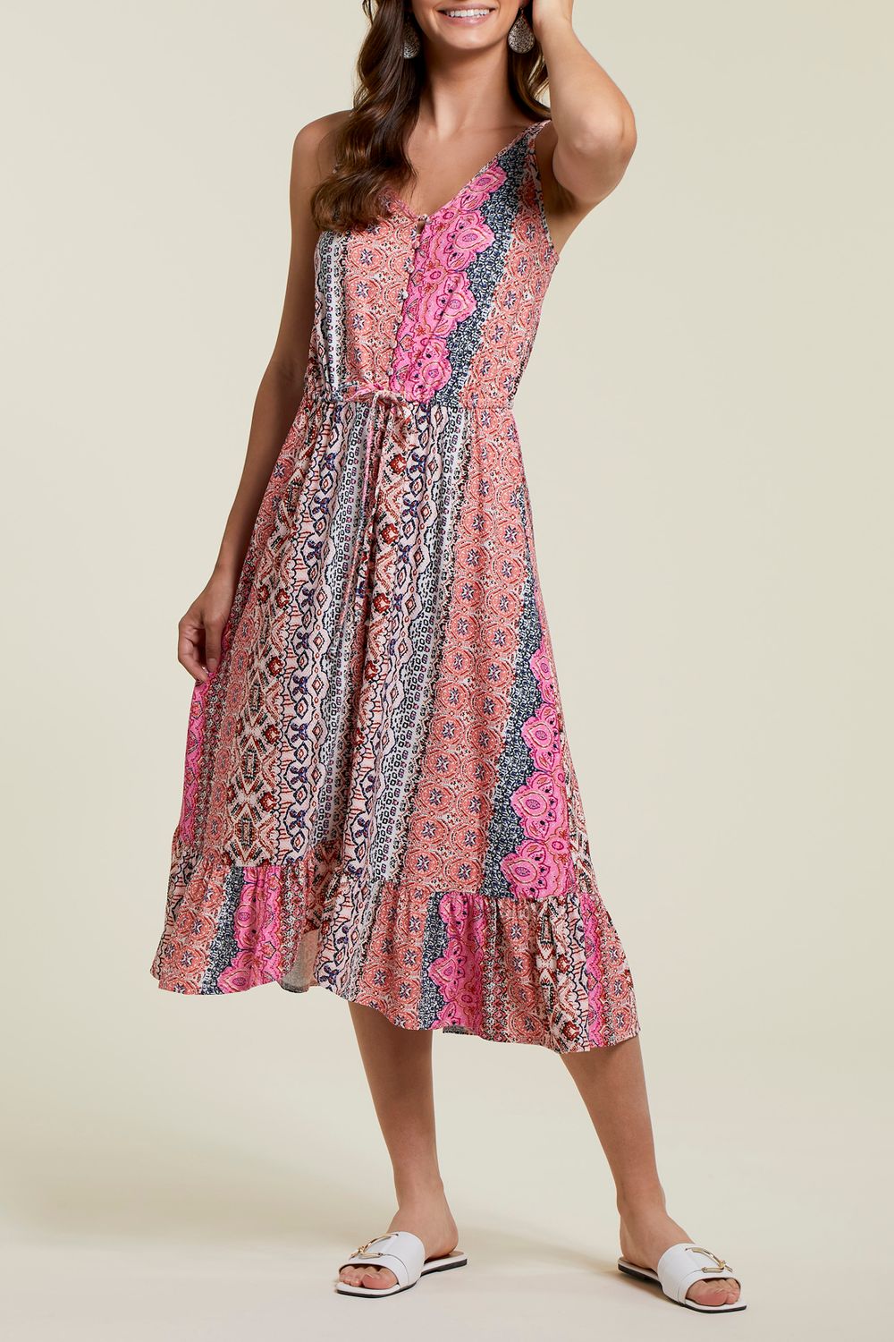 High Low Button Front Dress 845O