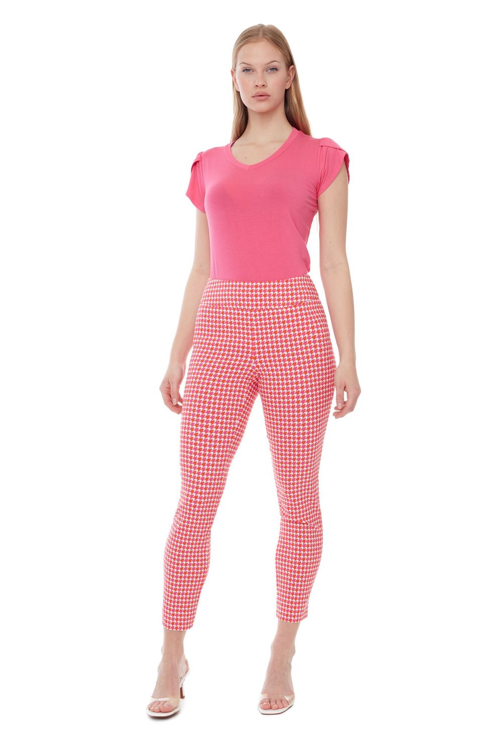 Pink Houndstooth Ankle Slit 67829