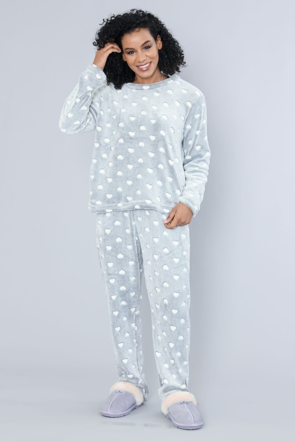 Grey Hearts Pajama Set 223652