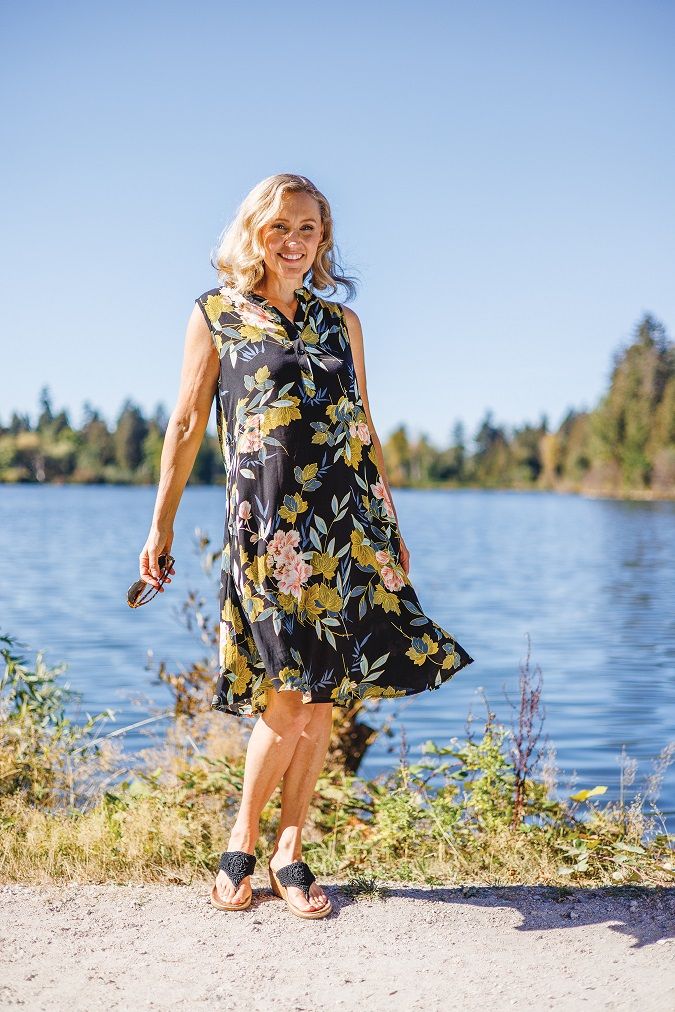 Floral Henley Dress With Pockets 14595