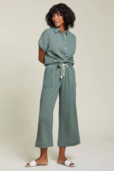 Crinkle Cotton Wide Leg Pant 7678O