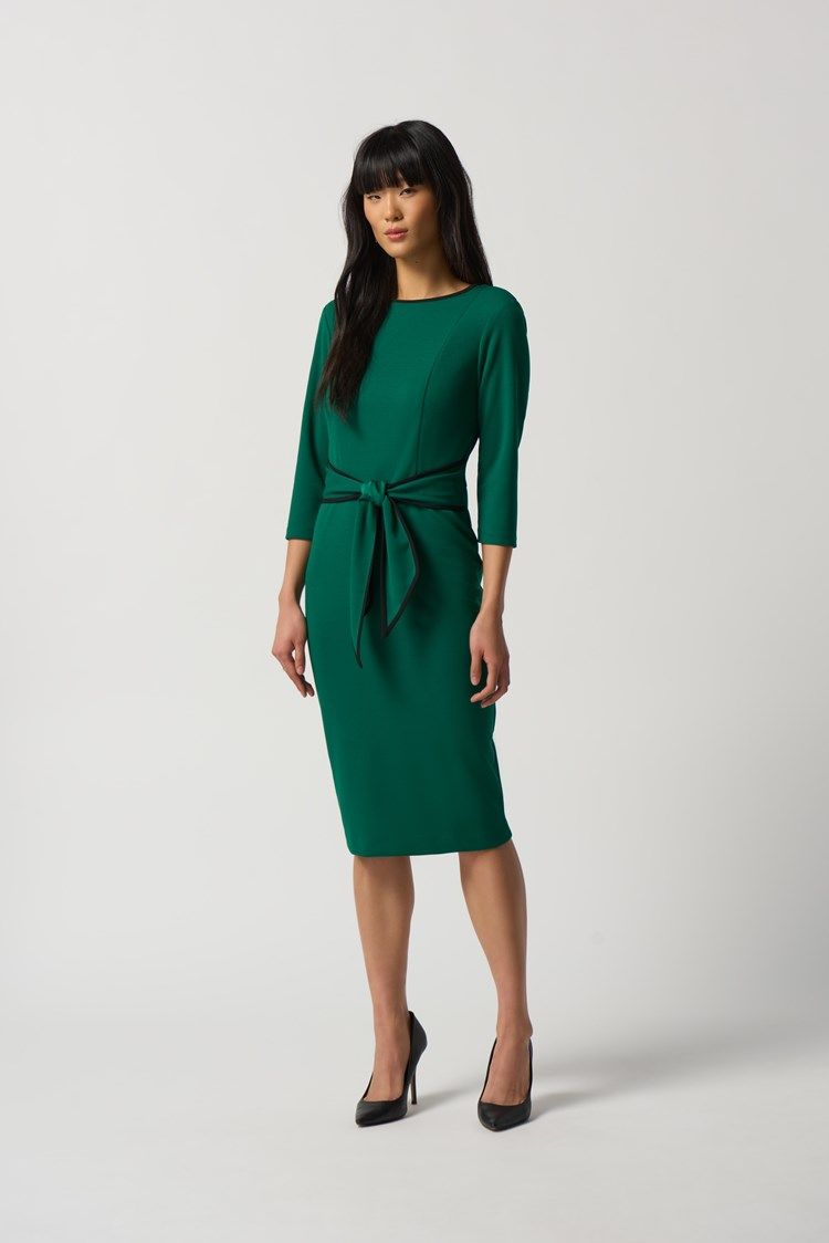 Scuba Crepe Sheath Dress 221210TT, Color: True Emerald 2248, Size: 6