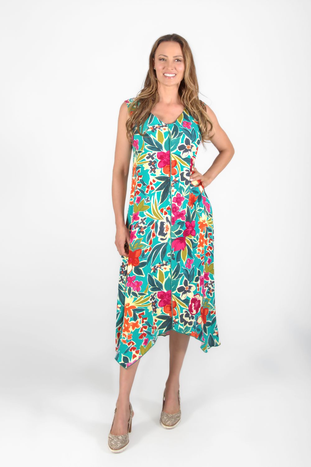Green &amp; Fuchsia Dress 486-4662