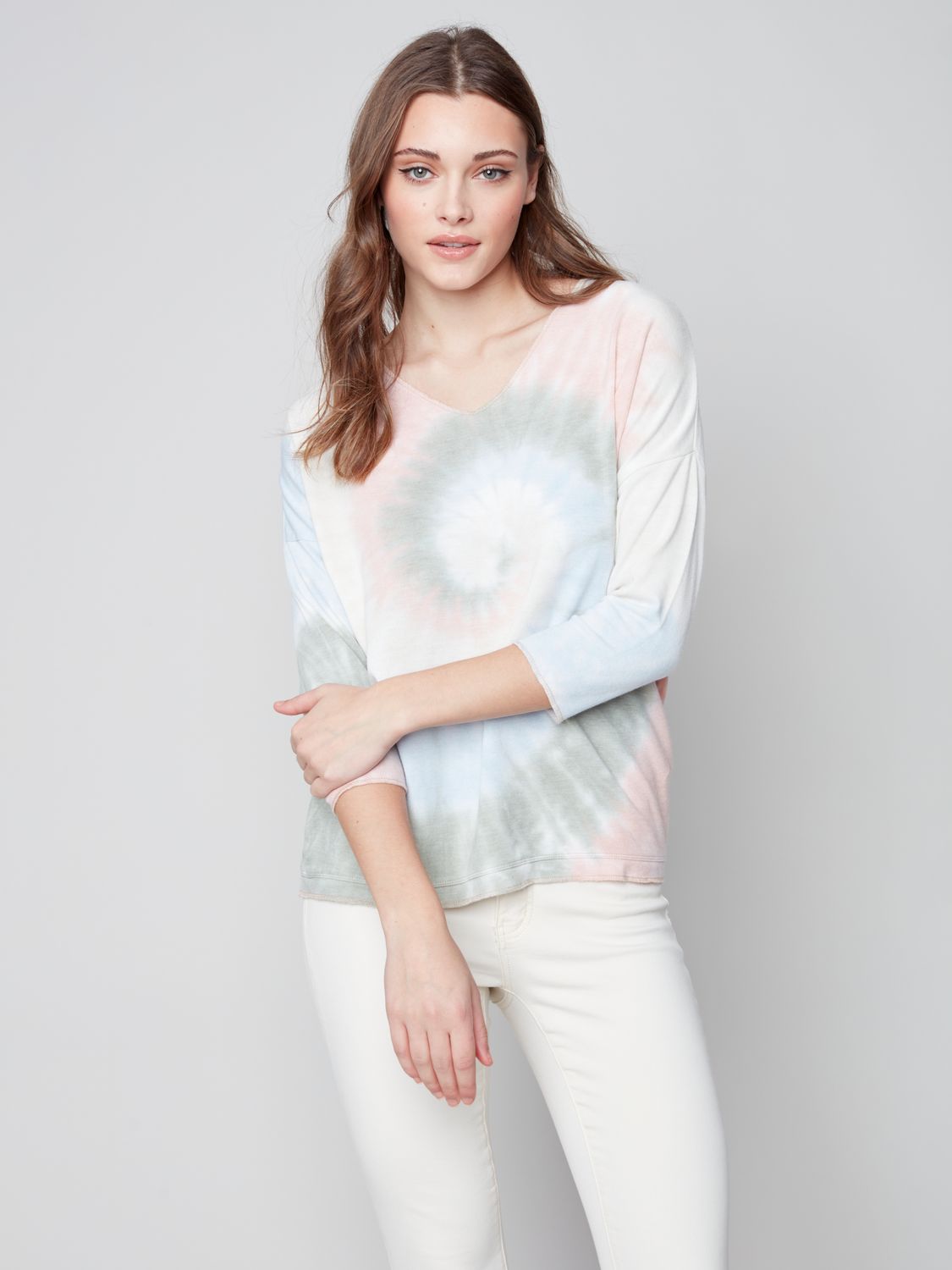 Tie Dye V Neck Top C1264T