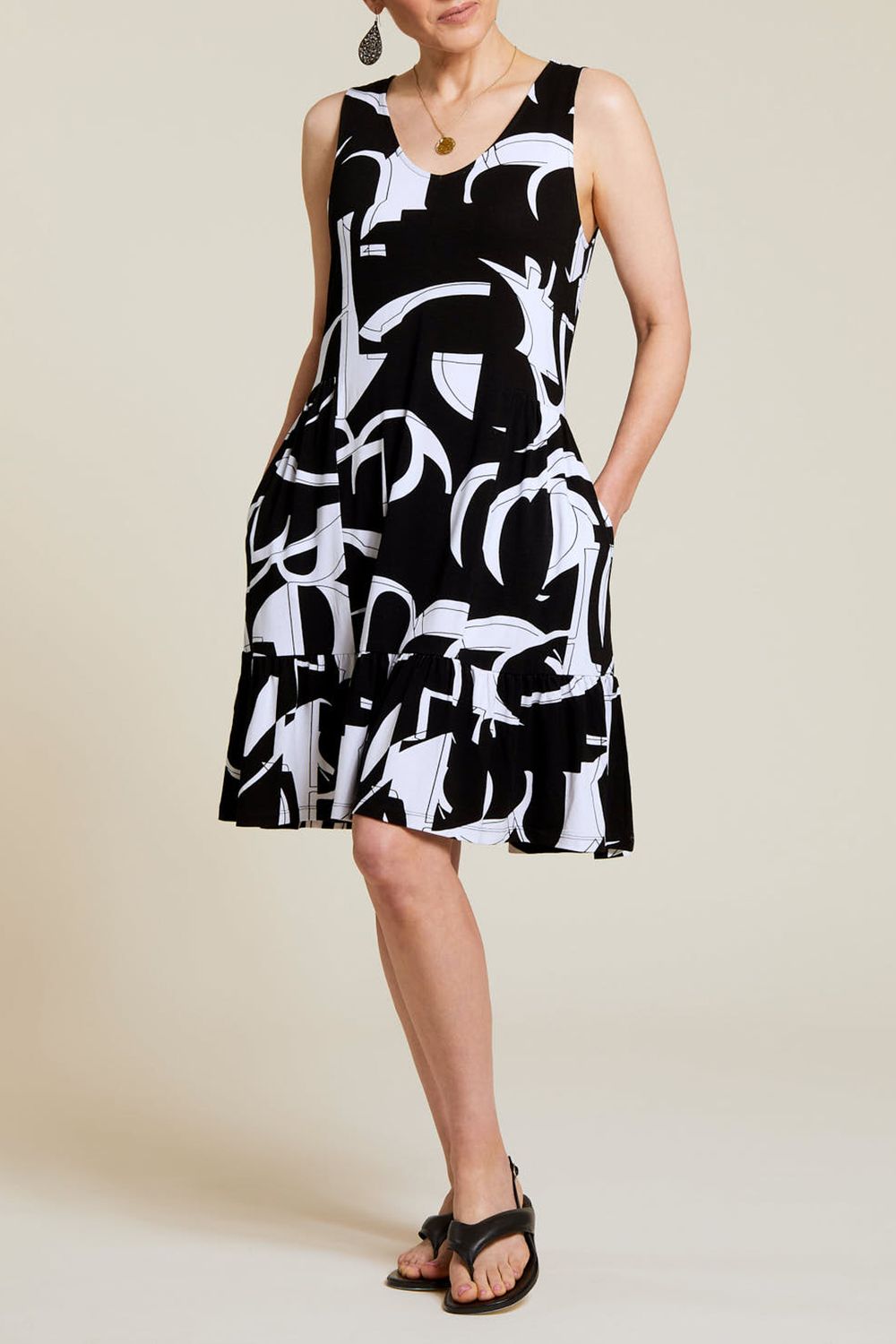Sleeveless V Neck Dress 1340O