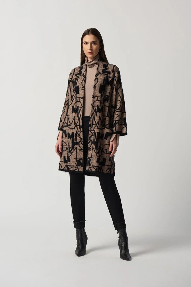 Bell Sleeve Cardigan 233959, Color: 199-Oatmeal/Black, Size: XS