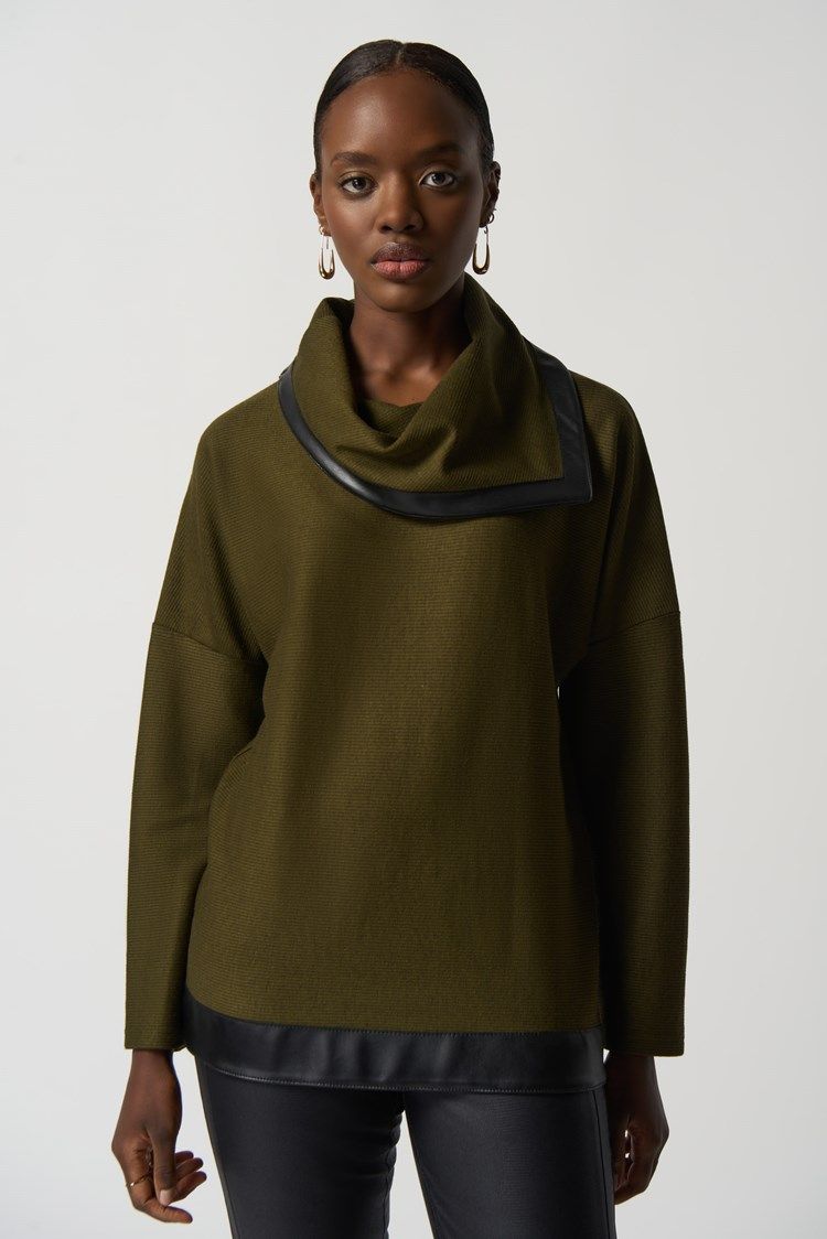 Cowl Neckline Sweater 233041, Color: 321 Olive/Black, Size: 4
