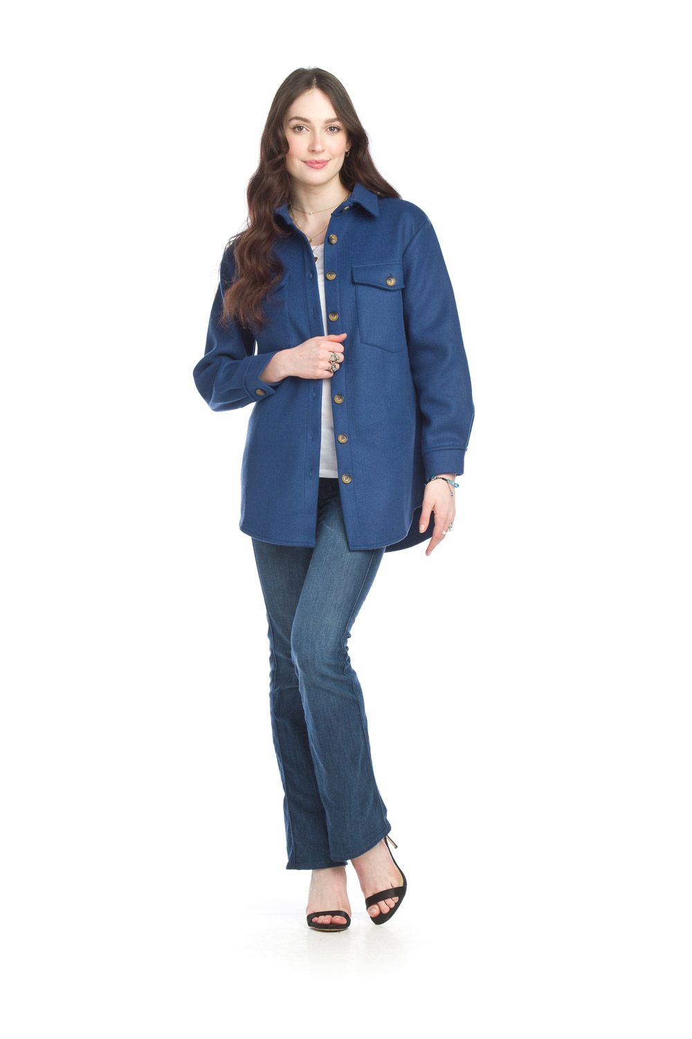 Solid Shacket 11723, Color: Cobalt, Size: XS