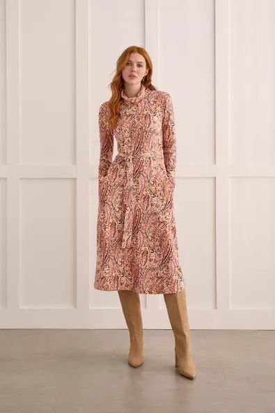 Ultra Soft Turtleneck Midi Dress 7941O/4872, Color: Roseblush, Size: XS