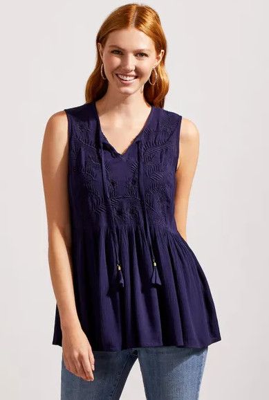 Sleeveless Blouse With Embroidery 7345O
