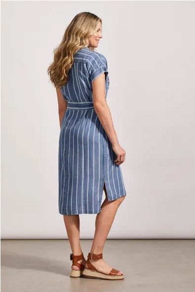 Cap Sleeve Shirt Dress W/ Selft Belt