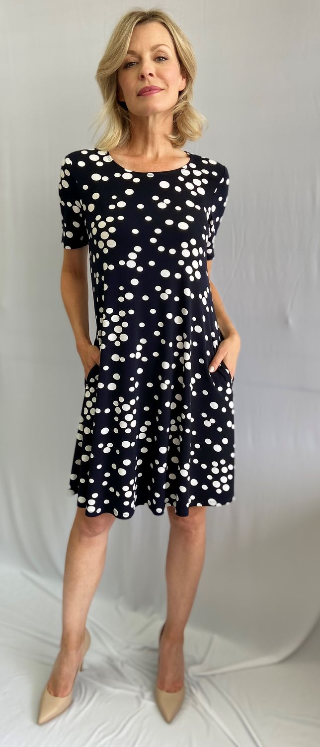 Polka Dot Dress With Pockets 77240