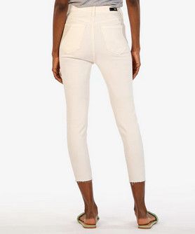 Connie Fab Ab Raw Hem High Waist Crop Skinny Jeans (Ecru), Size: 0