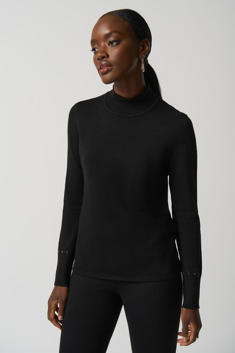 Mock Neck Sweater 233949, Color: Black, Size: S
