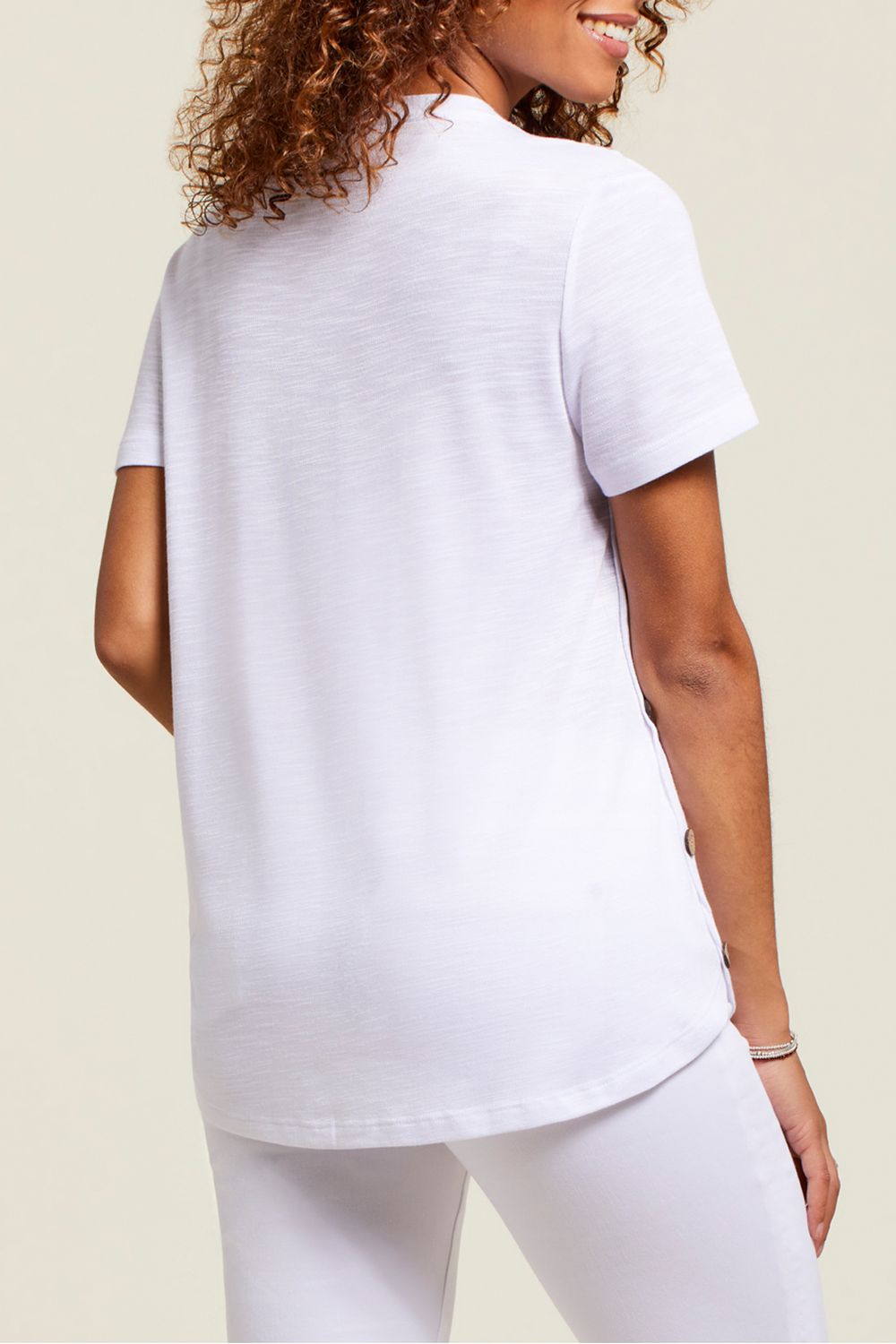 Crew Neck Top With Buttons 1286O (2 Colors)
