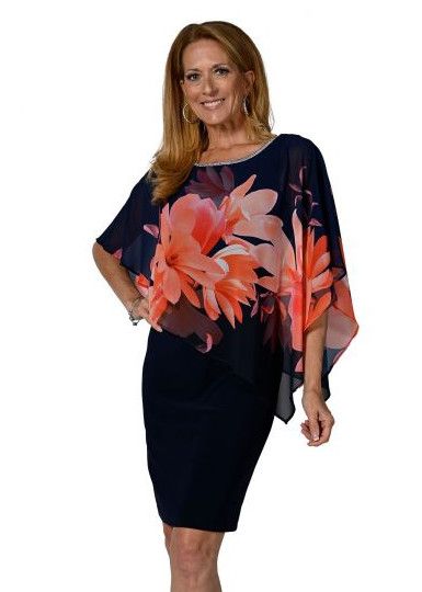 Navy/Coral Woven Dress 238348