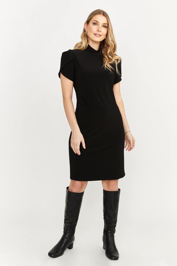 Pleated Shoulder Knit Dress Style 233022, Color: Black, Size: 4