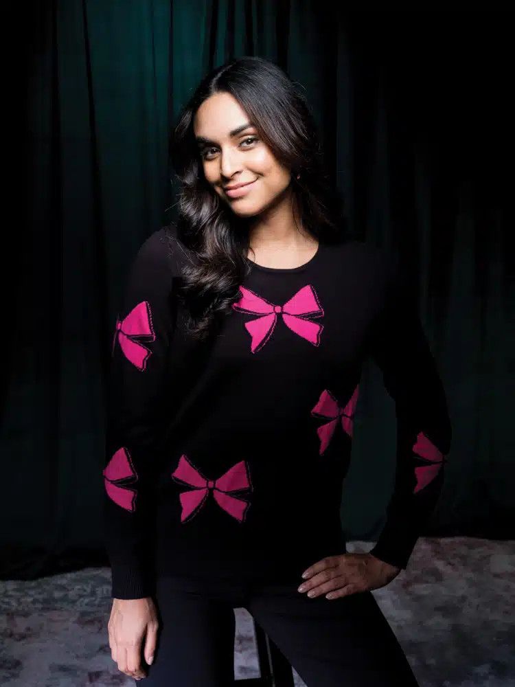 Black Sweater With Pink Bows 31018, Size: S
