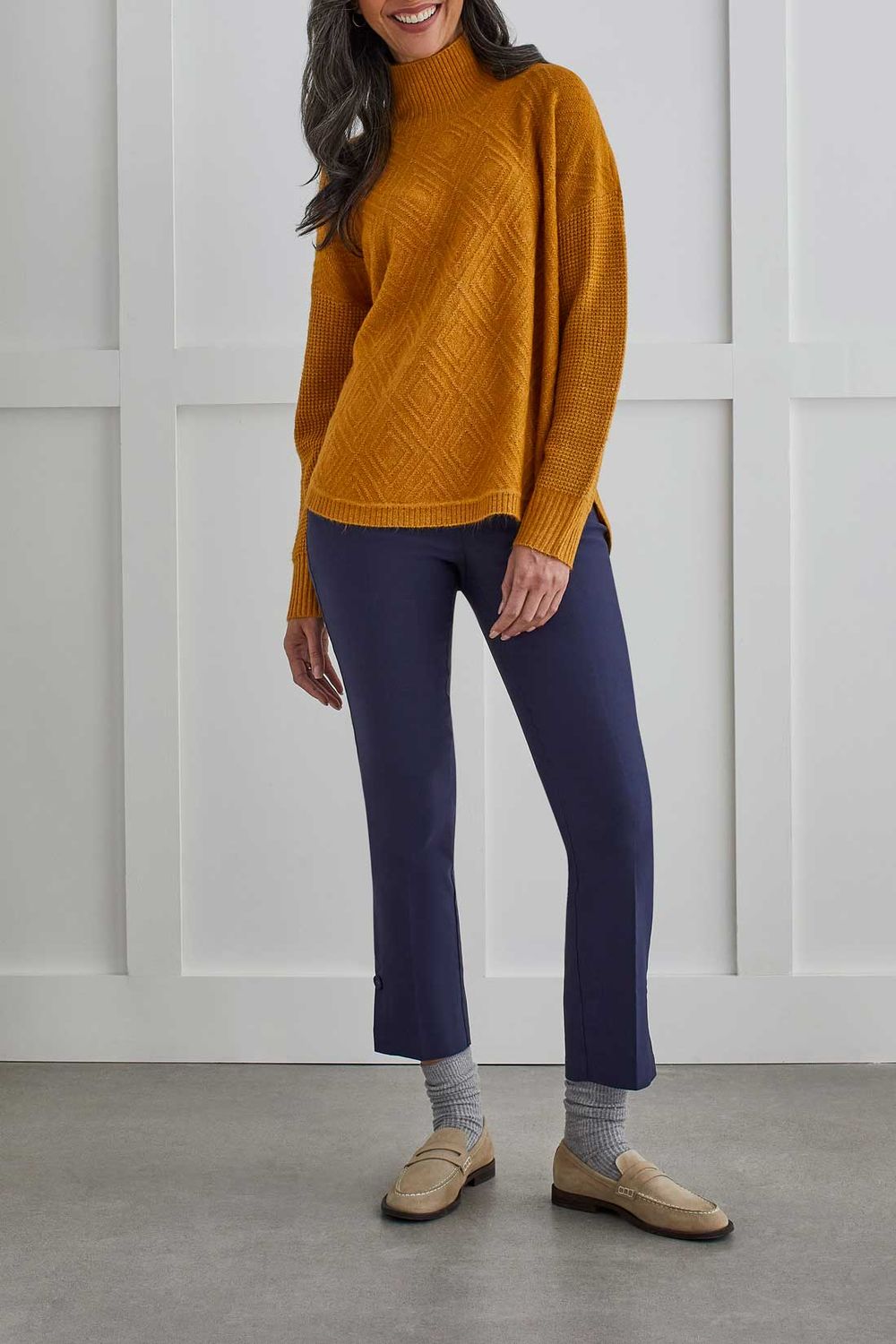 Mock Neck Sweater 1528O-3590, Color: Chocolate 0084, Size: XS