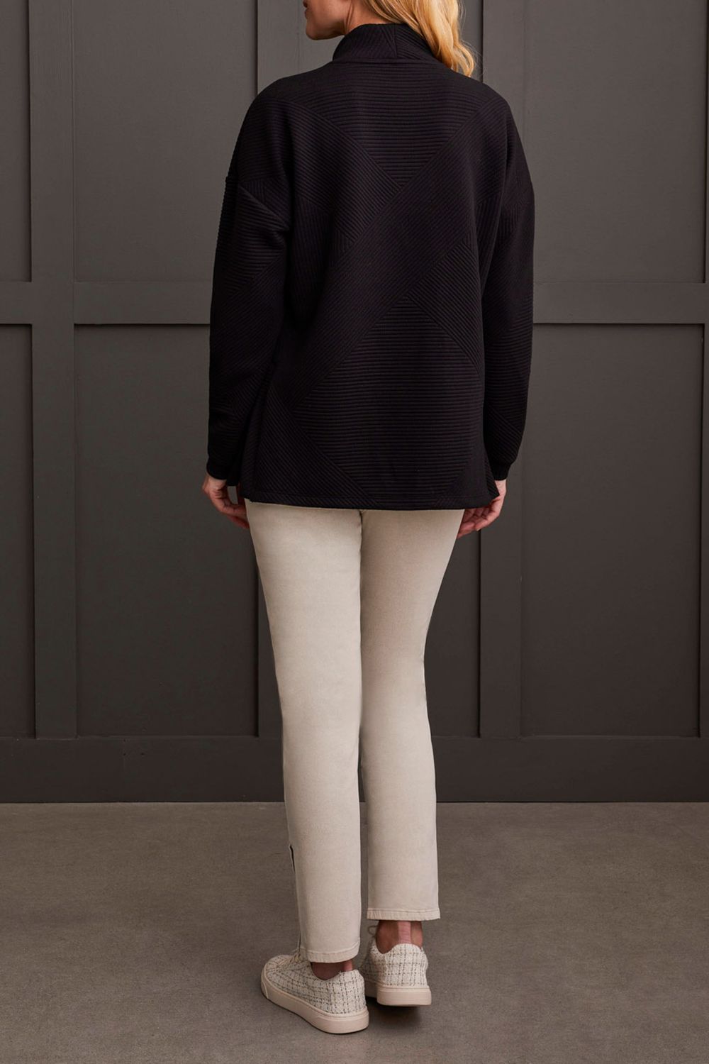 Dolman Tunic With Side Slits 1544O-3836, Color: Black 002, Size: XS