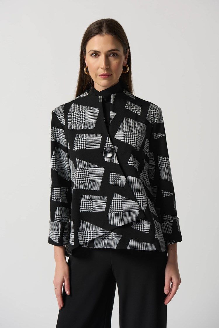 Abstract Knit Swing Jacket 233169, Color: 272-Black/White, Size: 8