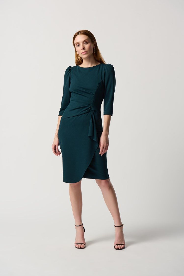 Scuba Crepe Boat Neckline Sheath Dress 234290 , Color: 4130 Alpine Green, Size: 8