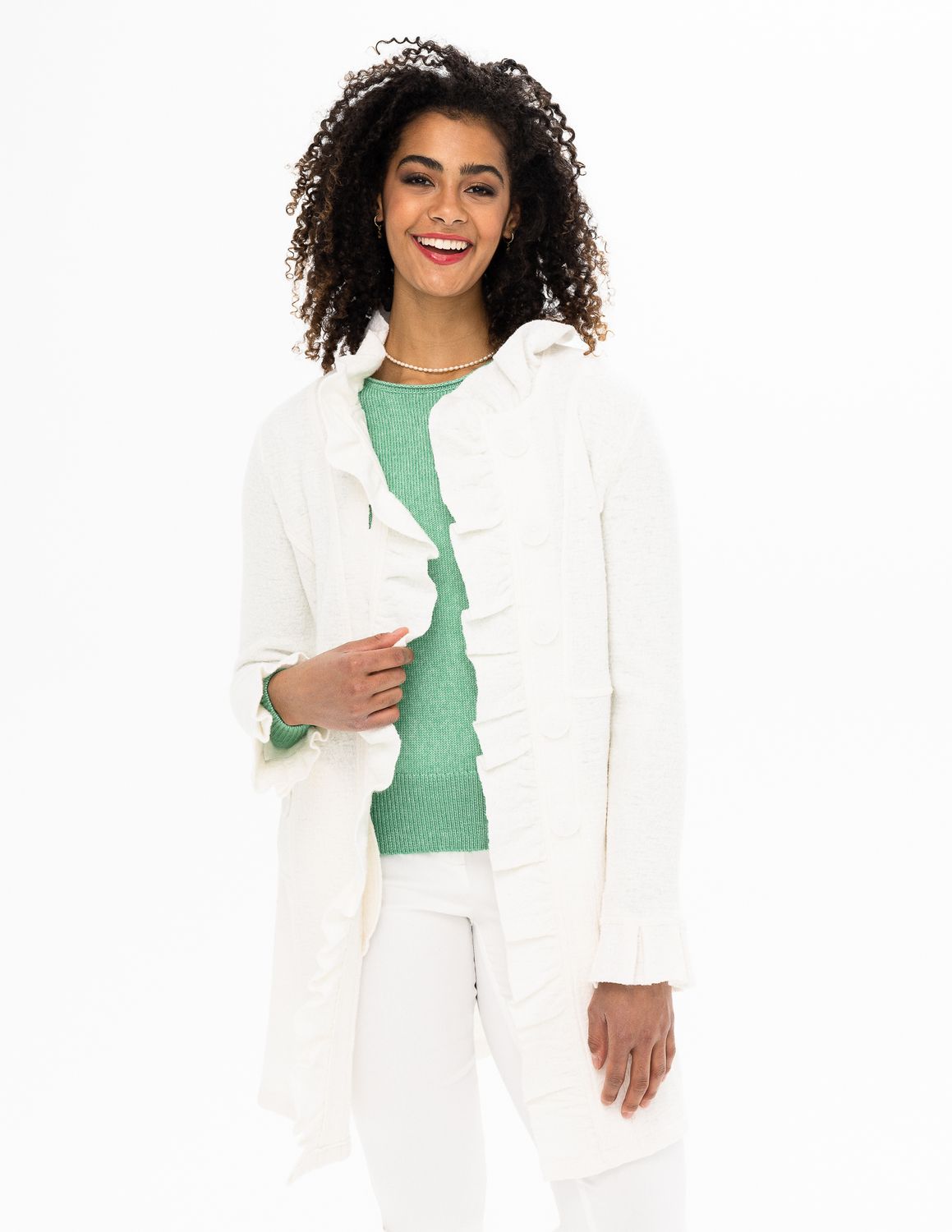 Knit Jacket R3819-E2156, Color: Cream, Size: S