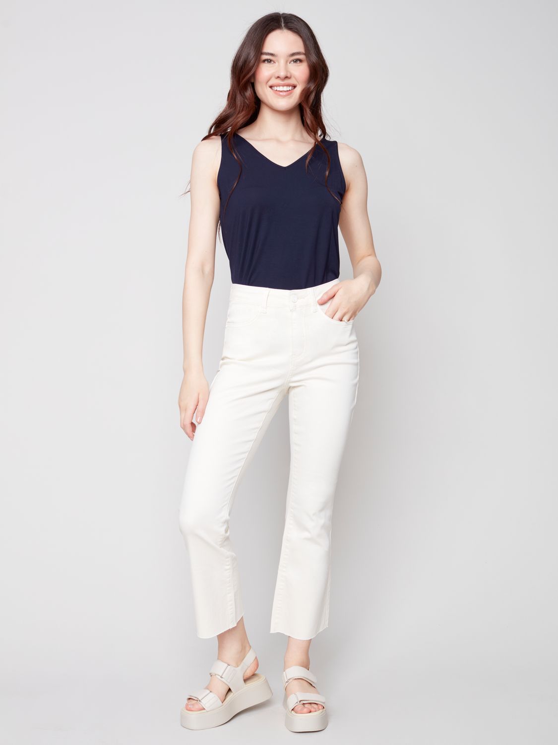 Bell Bottom Raw Edge Hem C5403
