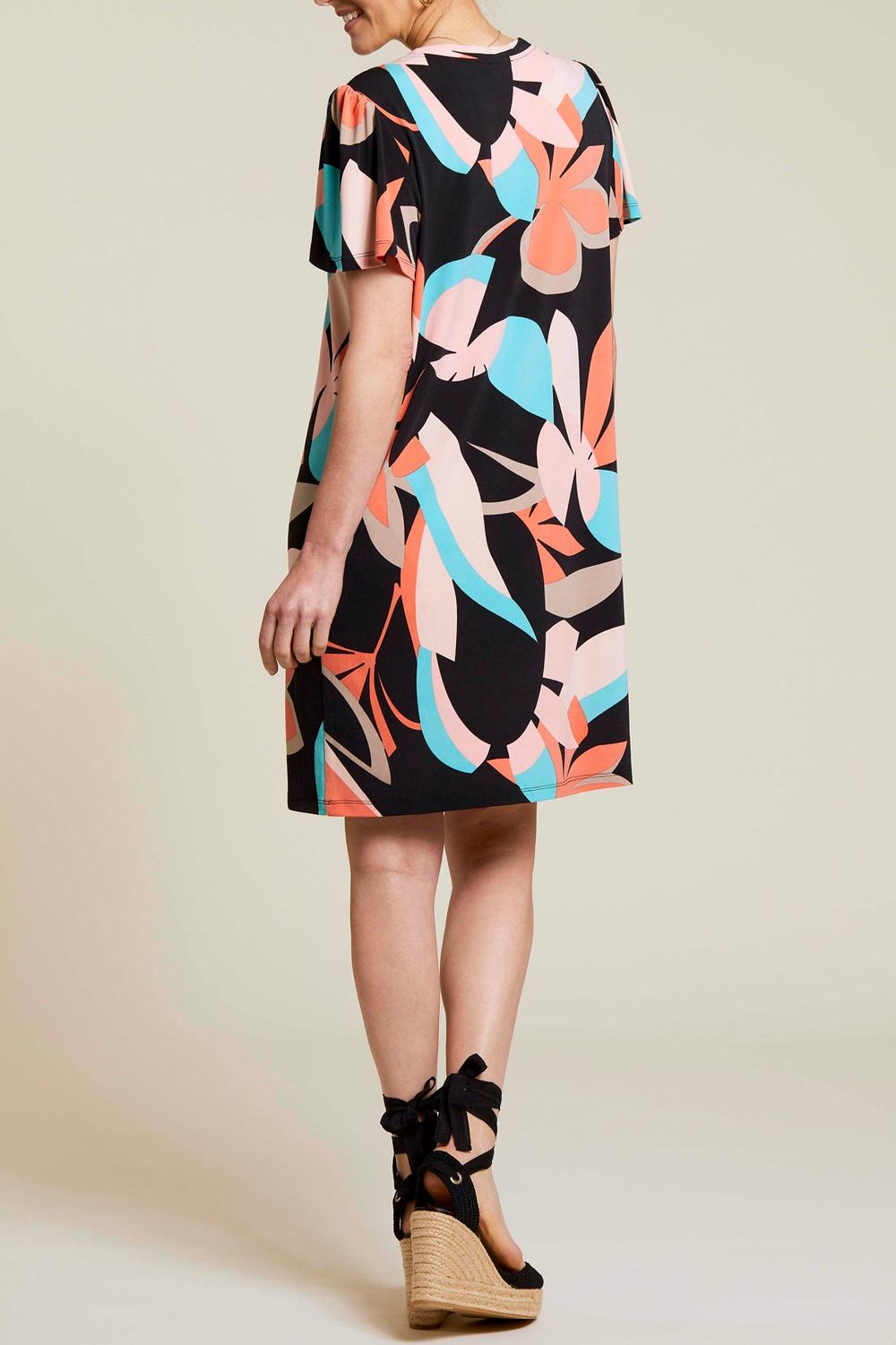 Flutter Sleeve V Neck Dress 1367O