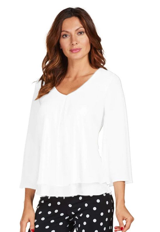 Layered Top 176335, Color: Off White, Size: 4