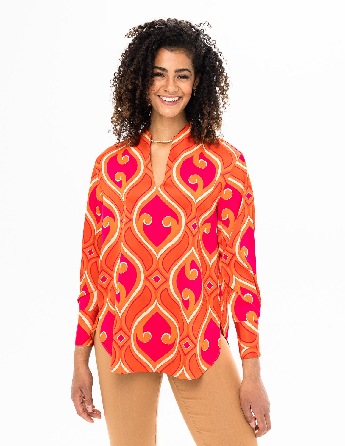 Woven Blouse 5057-237, Color: Ferrari Combo, Size: XS