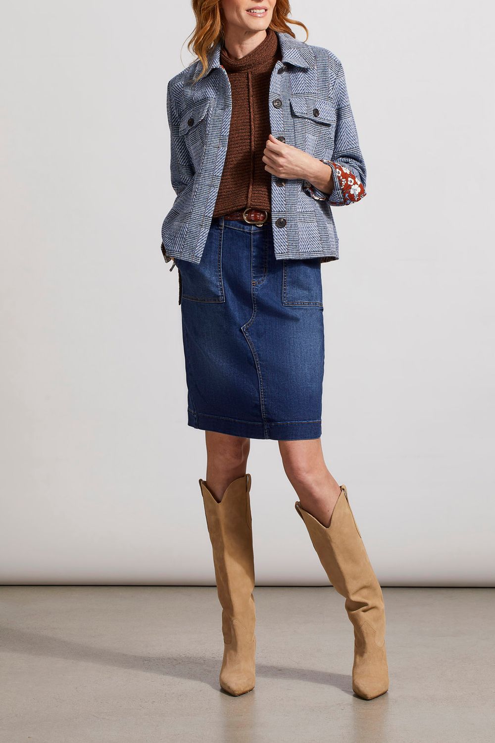 Cropped Shacket 7892O-4839, Color: Bluelake, Size: XS