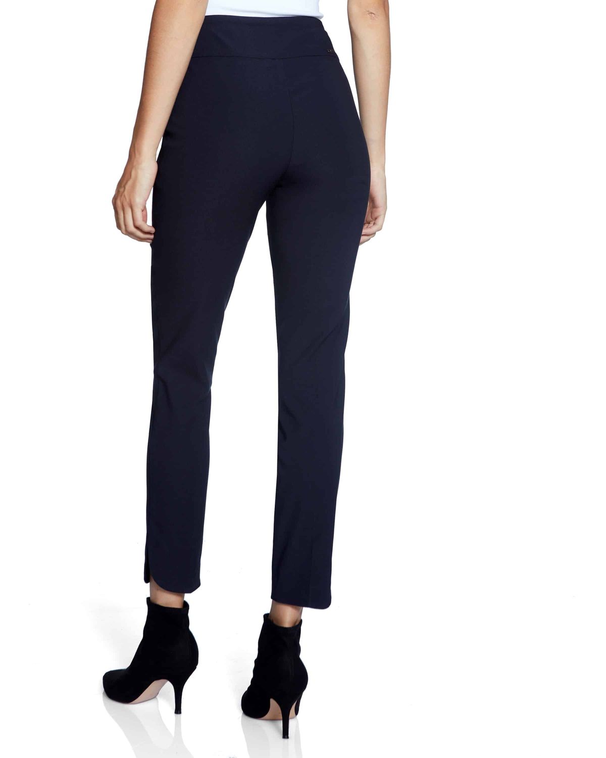 SOLID SLIM ANKLE PANT 65027, Color: Navy, Size: 4