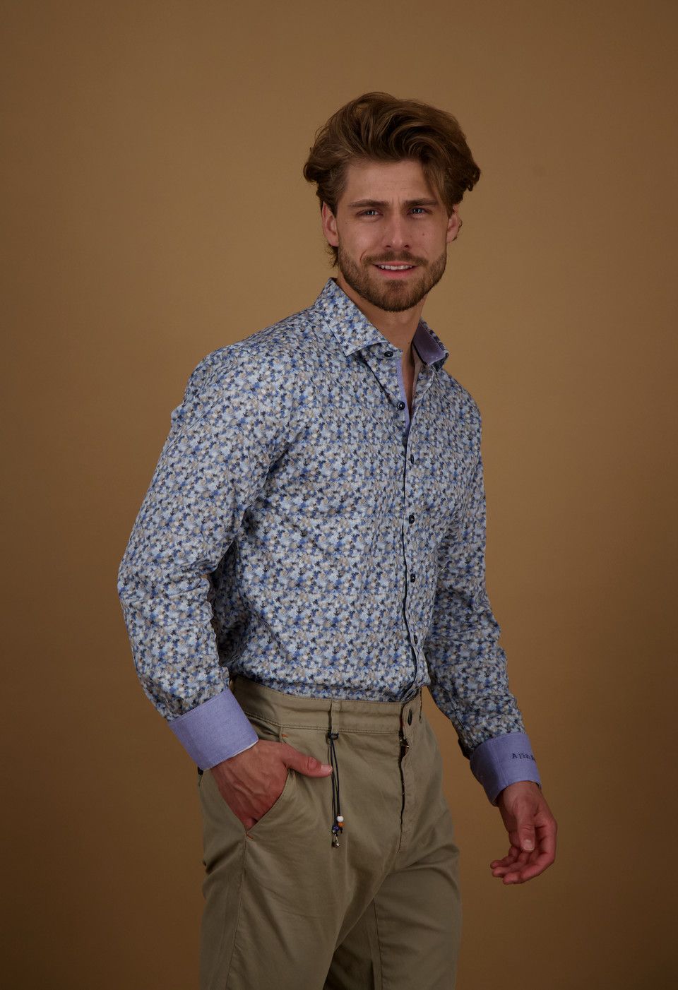 Long Sleeve Shirt Blur View 27.001.207, Color: Roasted Cashew, Size: M
