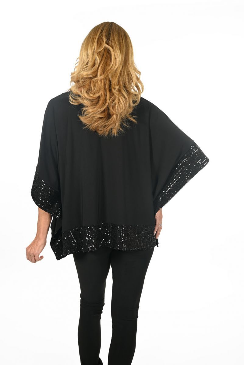 Black Poncho Top with V-neckline Style 234243, Size: XS