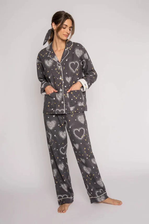 PJ Salvage Flannel Pj Set  RKFLPJ Pewter, Size: S