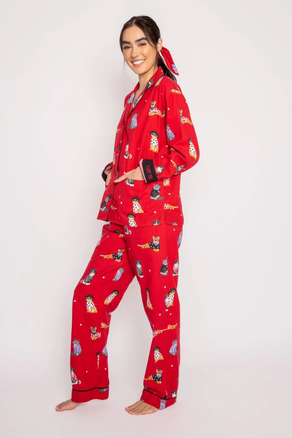 Cat Lover PJ's RKFLPJ-RED, Color: Red, Size: S