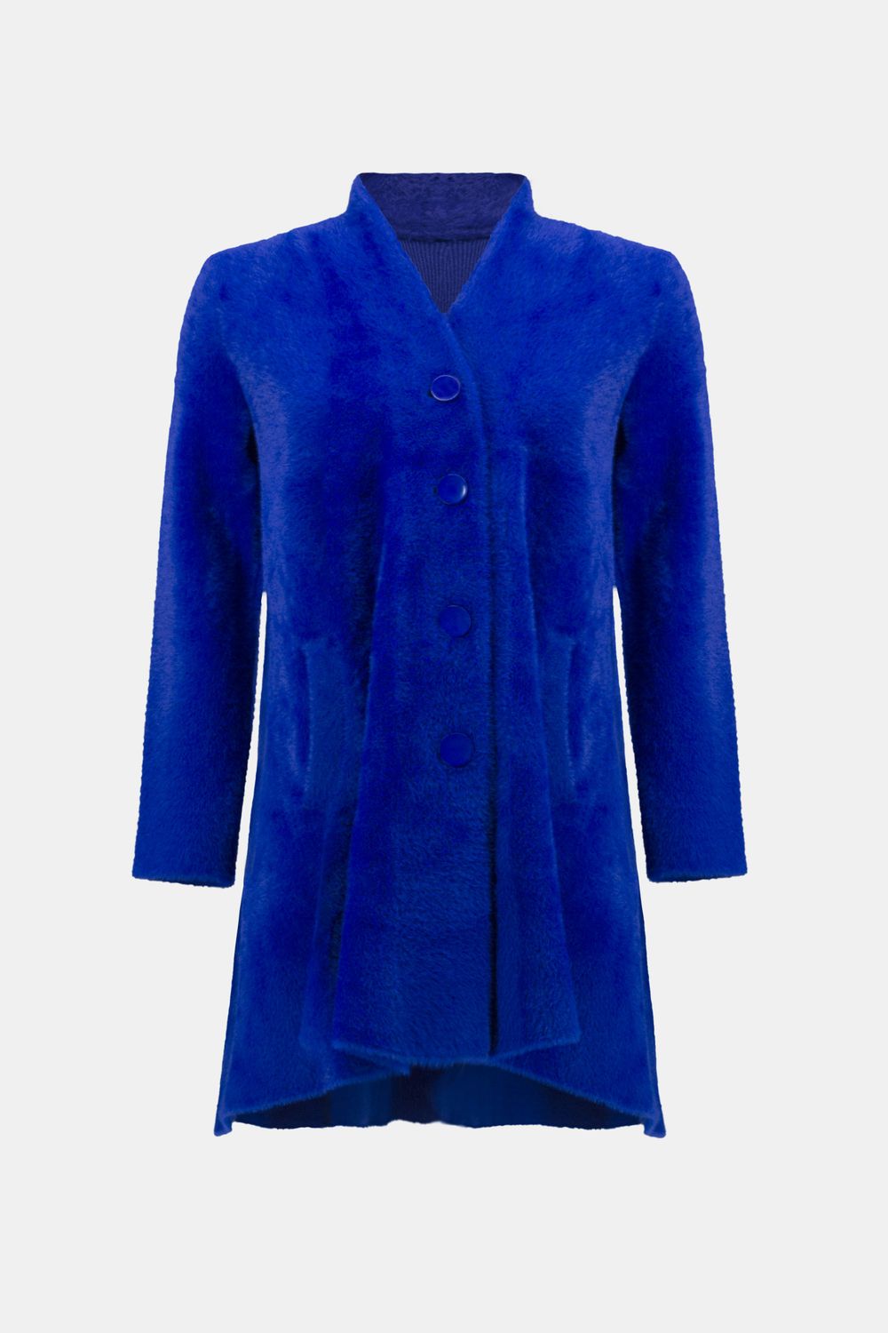 Royal Sapphire Feather Yarn Flared Coat Style 234906, Size: S