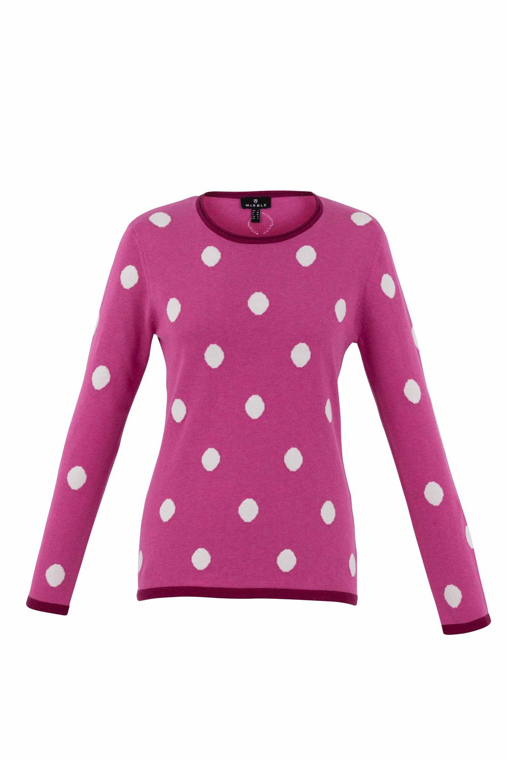 Polka Dot Sweater 6385 (2 Colors), Color: Pink/White 205, Size: XS