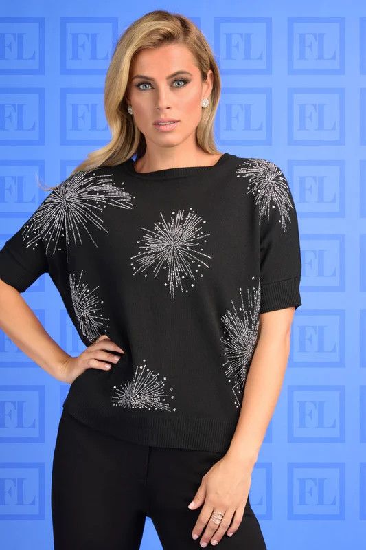 Black/Silver Knit Top 234153, Color: Black, Size: XS